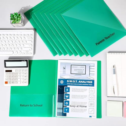 PerKoop 72 Pcs Take Home Folders Bulk Parent Teacher Communication Folder with 2 Pockets Plastic Homework Folder for Student Parent Teacher Classroom Back to School Supplies 11.73 x 9.45'' (Green) - color: Green