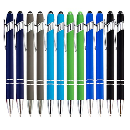 PASISIBICK 12 Pieces Ballpoint Pen with Stylus Tip, 2 in 1 Stylus Stylish Pen, Premium Metal Stylus Pen for Touch Screens, Black Ink, 1.0 mm Medium Point.(Pack of 12) - color: 12 Pcs Stylus Pens-2