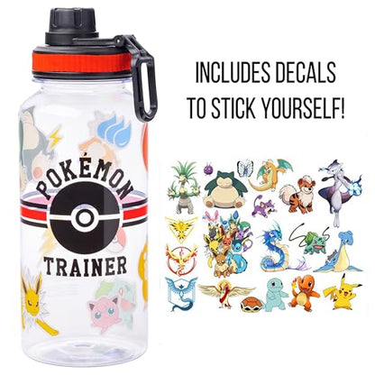 Silver Buffalo Pokémon Trainer Icons Twist, Plastic Water Bottle, 32oz | Spout, Includes Sticker Set, You Stick Yourself, 0.95 Liters - color: Pokemon Trainer