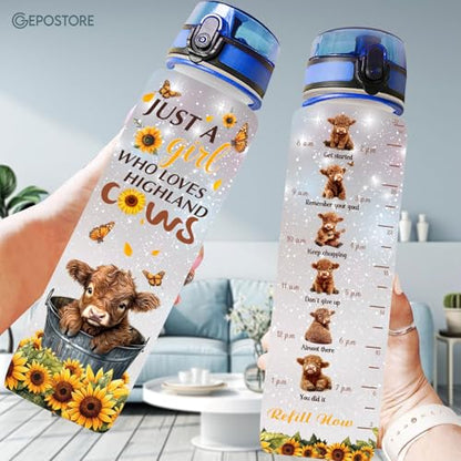 32oz Water Track Bottle, Remember To Drink Water Bottle, Bottle With Time Marker, Cow Motivational Insulated Water Bottle, Gifts For Family Friend, Birthday Gifts - color: Cows