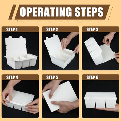 30 Pack 3 Compartment Paper Take Out Food Containers, 7.5x5.4x2.6" Kraft Brown Take Out Boxes, Disposable To Go Container Take Out Containers, Greaseproof Paper Bento Box Takeout Lunch Boxes with Lid - color: Kraft Paper Color-Flip Top