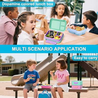 Kids Bento Lunch Box, 5-Compartment Leakproof Container with handle Movable Snack Box BPA-Free, Dishwasher & Microwave Safe Utensils Included for Kids/Adults | School, Office & Travel | Green - color: Green-41oz