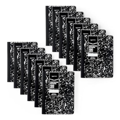 Amazon Basics Composition Notebook, Wide Ruled, 100 Sheets, 9.75" x 7.5", Marble Black, 12-Pack - color: Marble Black, size: Wide Ruled,12-pack