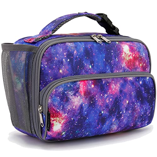 FlowFly Kids Lunch box Insulated Soft Bag Mini Cooler Back to School Thermal Meal Tote Kit for Girls, Boys, Galaxy - color: Galaxy