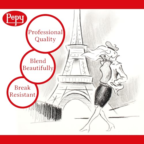 Pepy Charcoal Assorted Set of 6 Pencils: 2 Each Hard, Medium, Soft Pencils
