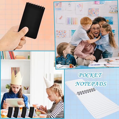 80 Pcs Mini Spiral Notebooks Bulk Black Pocket Notepads 3 x 5 Inch 60 Sheets/120 Pages Small Spiral Notepads for Kids School Classroom Office
