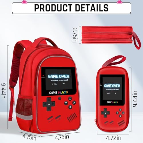 Backpack for School Boys,3pcs Boys Backpack and Lunch Box Set for Elementary Middle School, 17″ Video Game Bookbag for Ages 6-18 Kids Children Teens - color: Game Backpack Set-red