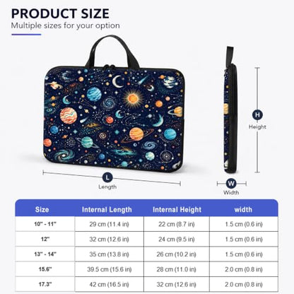 13 Inch Laptop Case Sleeve with Handle, Shockproof Slim Carrying Case | Soft Lining Computer Bag for MacBook Air 13 M3/M2/M1, MacBook Pro 13/14, iPad Pro 13 M4, Space Planet Print - color: Space Planet Print, size: 13-14 inch