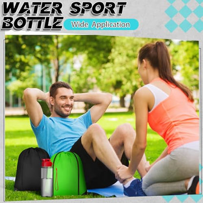40 Pcs 17 oz Plastic Water Bottles Bulk and Drawstring Backpack Set for Back to School Gifts Reusable Flip Top Leakproof Water Bottles with Handle Adults Sports Gym Travel Outdoor(Chic) - color: Chic