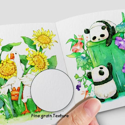 Watercolor Paper Sketchbook,3.9x3.9 Inch Mini Mixed Media Notebook,140lb/300gsm Artist Heavyweight Paper,30 Sheets Small Travel Drawing Journal for Adults,Painting,Watercolors,Art Supplies,Dark Green - color: 3.9x3.9 inch-300gsm-fine dark green