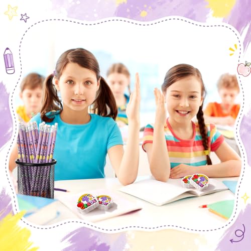 48 Pcs/24 Sets 4th Graders Pencils and Erasers Bulk Set Motivational Pencils Back to School Supplies for Kids Student Inspirational Teacher Classroom Reward Party Favors Gifts - style: 4th Grader