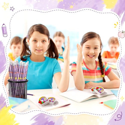 48 Pcs/24 Sets 4th Graders Pencils and Erasers Bulk Set Motivational Pencils Back to School Supplies for Kids Student Inspirational Teacher Classroom Reward Party Favors Gifts - style: 4th Grader