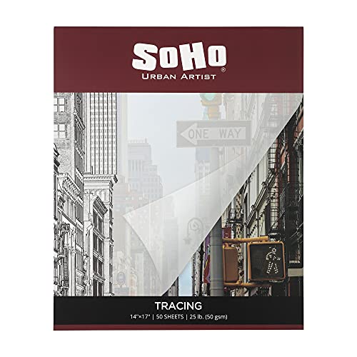 SoHo Urban Artist Vellum Tracing Paper Pads 12 Pack 14x17 - Translucent Vellum Paper for Drawing, Tracing, Different Media Types - size: 14x17" Pack of 12