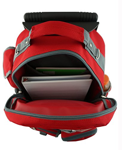 K-Cliffs Heavy Duty Rolling Backpack School Bookbag with Wheels Deluxe Wheeled Daypack - color: Red