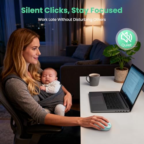 TECKNET Wireless Mouse,Bluetooth Mouse (BT5.3/5.0 & 2.4G) with USB Receiver Silent Optical Computer Mice，Wide Compatibility - color: Green