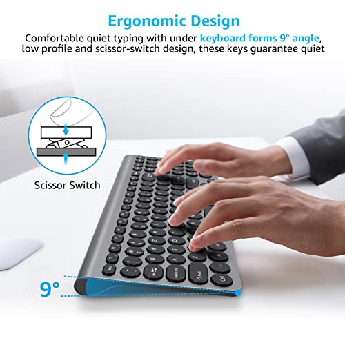 LeadsaiL Wireless Keyboard and Mouse Combo, Wireless USB Mouse and Computer Keyboard Set, Compact and Silent for Windows Laptop, Desktop, PC- Grey - color: Gray