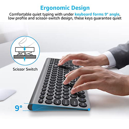 LeadsaiL Wireless Keyboard and Mouse Combo, Wireless USB Mouse and Computer Keyboard Set, Compact and Silent for Windows Laptop, Desktop, PC- Grey - color: Gray