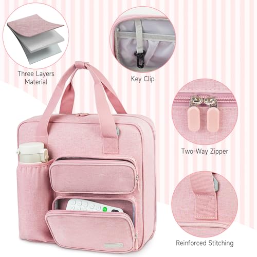 Zipper Binder 3 Ring, 700 Sheets Capacity, Binder 3 Inch with Shoulder Strap Fits 13 Inch Laptop for School and Office,Pink - color: Pink