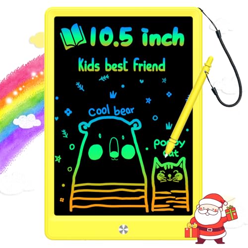 BUKEBU LCD Writing Tablet,10.5 inch Colorful Doodle Board for Kids (Yellow) - color: Yellow, size: 7"W x 10.4"H