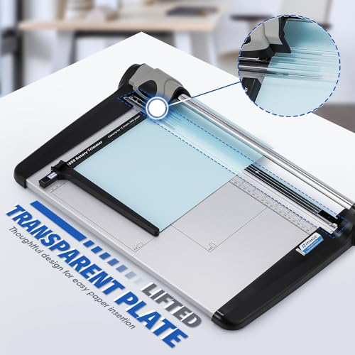 Rotary Paper Trimmer, 15 Sheets Heavy Duty Paper Trimmer, 360mm(14.17") Cutting Length, Commercial Grade Rotary Paper Cutter for Home/Office/School, Black & Silver - size: 14.17"