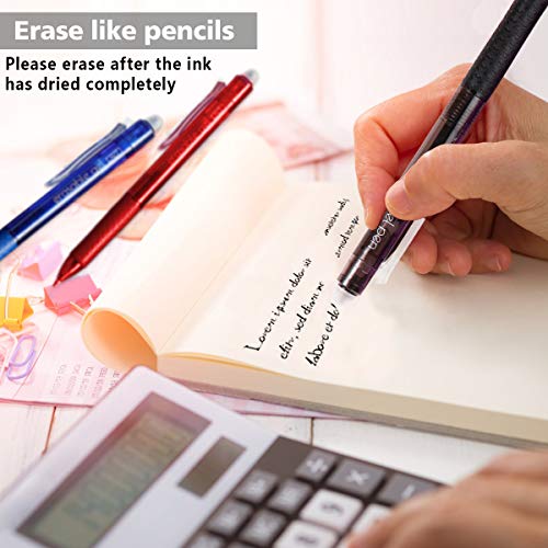 Lineon Erasable Gel Pens, 15 Pack Retractable Erasable Pens Clicker, Fine Point, Make Mistakes Disappear, 11 Black 2 Blue 2 Red Inks for School & Office - color: 15 Pack Black Blue Red