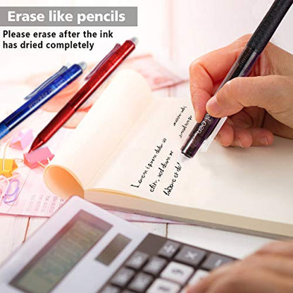 Lineon Erasable Gel Pens, 15 Pack Retractable Erasable Pens Clicker, Fine Point, Make Mistakes Disappear, 11 Black 2 Blue 2 Red Inks for School & Office - color: 15 Pack Black Blue Red