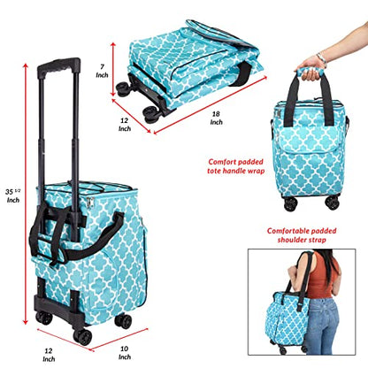 dbest Products Ultra Compact Cooler Smart Cart 360 Insulated Collapsible Rolling Tailgate BBQ Beach, Moroccan Tile - color: Moroccan Tile