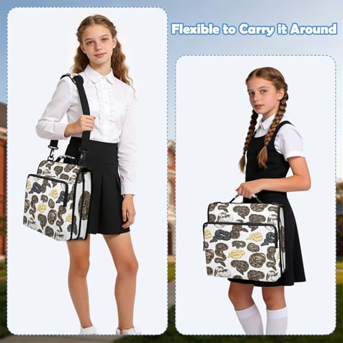 Pythons 2inch 3 Ring Zipper Binder Multi-Pocket Storage Holds 14 Inch Laptop for Students and Office Use - color: Pythons