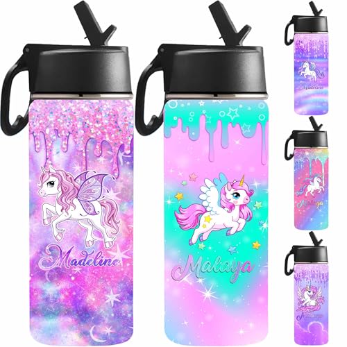 Custom Water Bottle for Kids, Personalized Name Stainless Steel Water Tumbler for Kids Children - color: Color_11