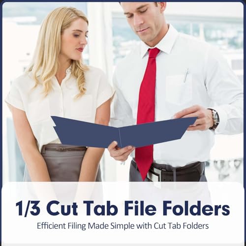 File Folder, PANDRI 120 Pack File Folder, 1/3 Cut Tab, Letter Size, Filing Folder for Office School Business, Dark Blue - color: Dark Blue