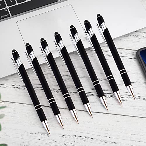 PASISIBICK 8 Pack Black Ballpoint Pens 2-in-1 Stylus Retractable Metal Stylus Pen for Touch Screens with Stylus tip, 1.0 mm Black Ink - color: 8 Pieces Black Ballpoint Pens