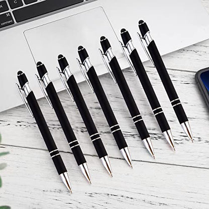 PASISIBICK 8 Pack Black Ballpoint Pens 2-in-1 Stylus Retractable Metal Stylus Pen for Touch Screens with Stylus tip, 1.0 mm Black Ink - color: 8 Pieces Black Ballpoint Pens