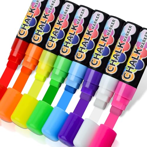 MAGXCENE Window Chalk Markers for Cars, Jumbo Liquid Chalk Marker Pens for Glass, Mirror, Wet Erase Markers for Blackboards Washable Car Window Paint Marker Pen for Auto, 15 mm Thick Tip, 8 Color - style: 15mm-8 pack