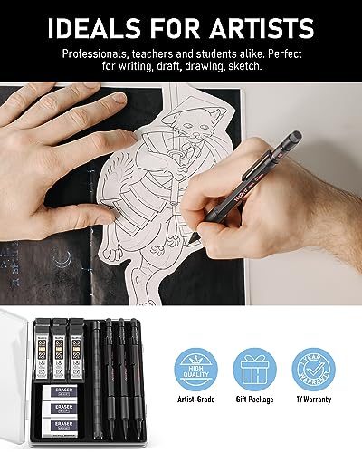 Nicpro 0.7 mm Mechanical Pencil Set with Case, 3PCS MP2000 Metal Artist Mechanical Pencil With 6 Tube HB Lead Refills, Eraser, Weatherproof Barrel for Outdoor Writing Drafting Drawing Sketching - size: 0.7mm