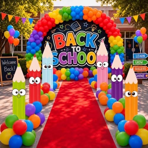 6 Pcs Back to School Pencil Party Decorations Large Kindergarten Preschool Outdoor Decor My First Day of School Yard Signs Party Supplies for Outdoor Lawn Classroom Decorations Photo Props - color: Multicolor, size: Kawaii Pencil