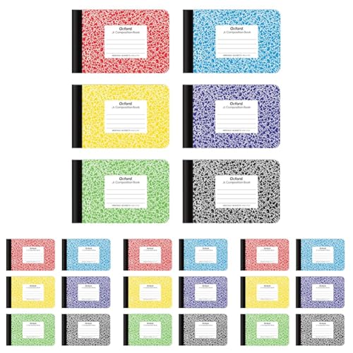 Oxford Composition Mini Notebooks, Cover Colors Vary, Wide Ruled Paper, 4-7/8 x 7-1/2 Inch School Journals, Assorted Color Covers, 80 Sheets per Book (63779), 6 Count (Pack of 4) - size: 4-7/8" x 7-1/2" (Pack of 4)