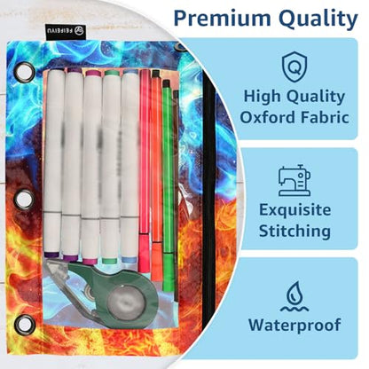 Football Pencil Pouch For 3 Ring Binder Clear Window Pencil Case For 3 Ring Reinforced Grommets With Zipper, 2 Pack - color: Football