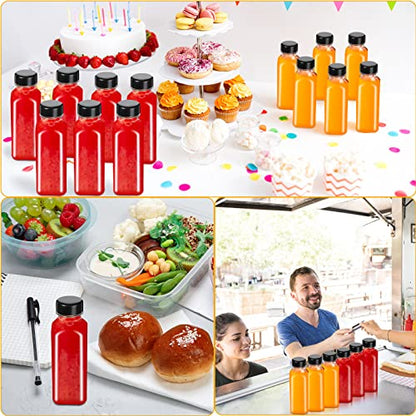 Patelai 48 Pcs Plastic Juice Bottles with Caps, 12 oz Clear Empty Reusable Milk Containers Bulk with Leakproof Lids Disposable Water Bottles for Juicing, Smoothies, Tea, Cold Beverages (Black) - color: Black, size: 12 Ounces