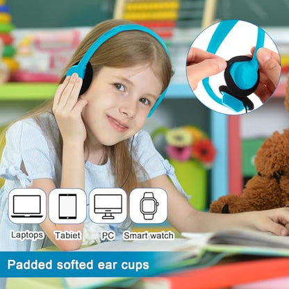 Yunsailing 30 Pack Bulk Headphones Set Over Ear Headphones with Adjustable Headband 3.5mm Plug Headsets Earphones for Learning Program, Computer Lab, Library, Testing & Multimedia Use (Lake Blue) - color: Lake Blue