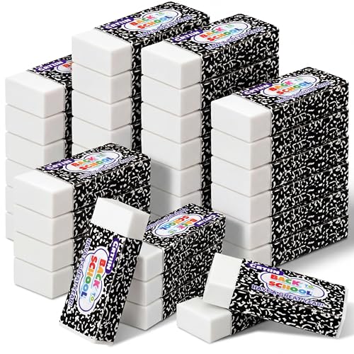 Crtiin 100 Pack Back to School Erasers Bulk End of Year Gifts from Teacher Small White Erasers End of Year Gifts for Students School Classroom Office Graduation Supplies