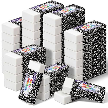 Crtiin 100 Pack Back to School Erasers Bulk End of Year Gifts from Teacher Small White Erasers End of Year Gifts for Students School Classroom Office Graduation Supplies