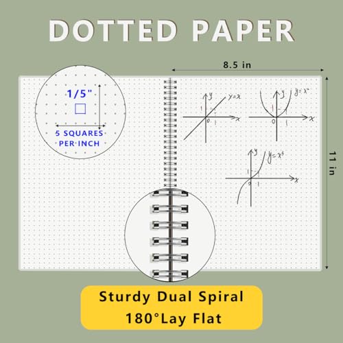 A4 Large Bullet Dotted Spiral Notebooks 8.5" x 11" with 120GSM Thick Paper, Elastic Band and Transparent Cover - 3 Pack Dot Grid Math Notepads for Journaling, Planning (Dotted, A4) - style: Dotted