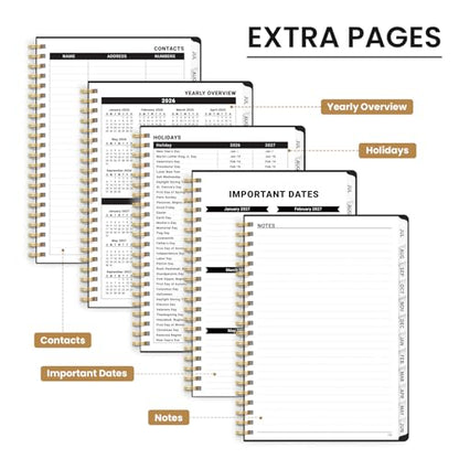 Planner 2026-2027, Academic Planner Weekly and Monthly, Jul 2026 - Jun 2027, Spiral Bound School Planning Tool with Tabs and Pocket, Perfect for Students & Teacher, 6.3" x 8.5", Dino Fossils - color: Q-Dino Fossils, size: 6.3"x8.5" (A5)