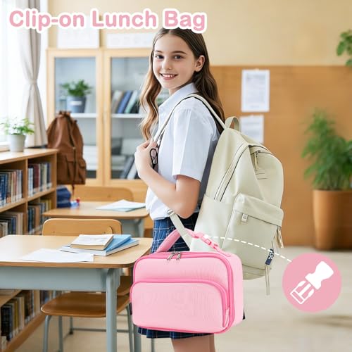 FlowFly Kids Lunch box Insulated Soft Bag Mini Cooer Back to School Thermal Meal Tote Kit for Girls, Boys,Pink - color: Pink#52