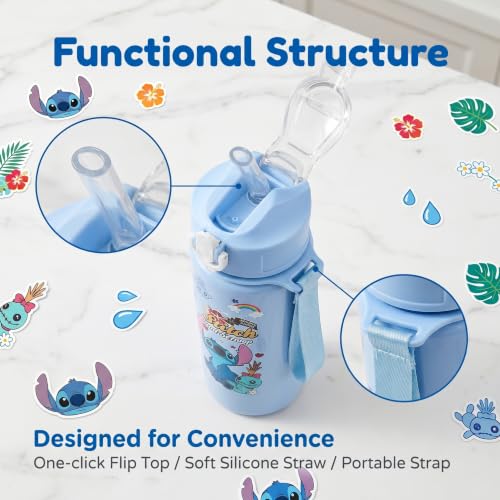 Cartoon Huntrix Water Bottle for Girls, 25oz Leak Proof with Straw Lid, Gifts for Girls (Stitch) - color: Stitch