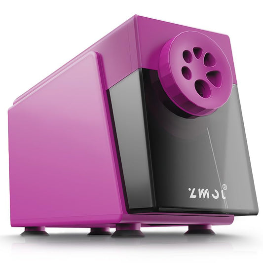 ZMOL Heavy Duty Electric Pencil Sharpener, 6-Hole Classroom Pencil Sharpener for 6-12mm No.2 & Colored Pencils, Auto Stop, 3 Sharpness Settings, Replaceable Cutter, AC Powered, Pink - color: Pink