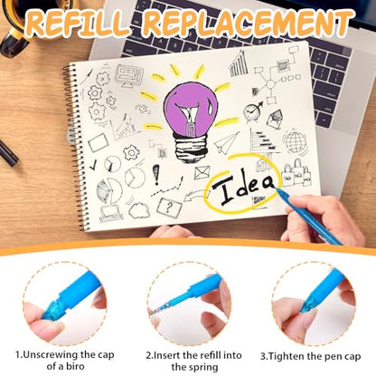 32Pcs 0.7 mm Erasable Gel Ink Pen Refills Compatible with Frixion Friction, 8 Colors Retractable Fine Point Pen Refill (Blue、Black、Red、Green、Orange、Lake Blue、Purple、Rose Red) (8Color, 32)