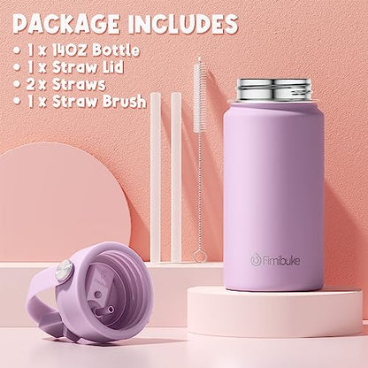 Fimibuke Kids Insulated Water Bottle - 14oz BPA-FREE 18/8 Stainless Steel Travel Tumbler Leak Proof Double Wall Vacuum Kid Cup with Straw Metal Water Bottle for School Boys Girls(1 Pack, Cotton Candy) - color: B22. Cotton Candy