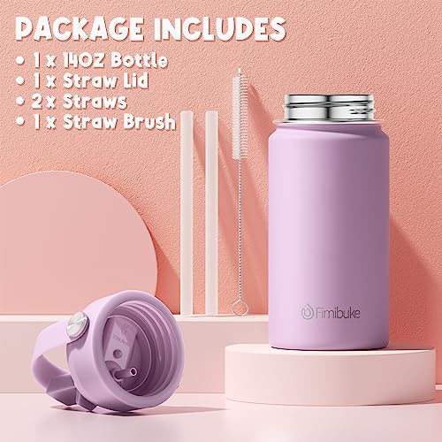 Fimibuke Kids Insulated Water Bottle - 14oz BPA-FREE 18/8 Stainless Steel Travel Tumbler Leak Proof Double Wall Vacuum Kids Cup with Straw Metal Water Bottle for School Boys Girls (1 Pack, Candy) - color: B21. Candy