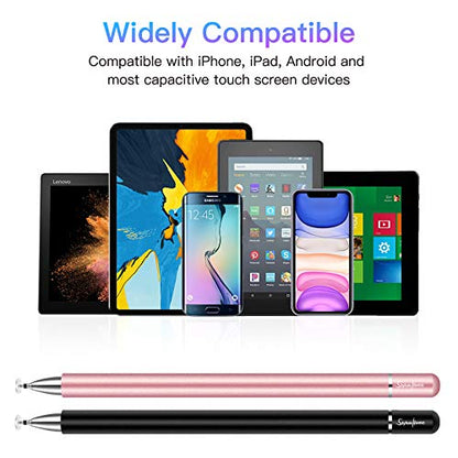 Stylus for iPad (2 Pcs), StylusHome Magnetic Disc Universal Stylus Pens Touch Screens for Apple/iPhone/Ipad pro/Mini/Air/Android/Microsoft/Surface All Capacitive Touch Screens - Black/Rose Gold - color: Black,Rose Gold